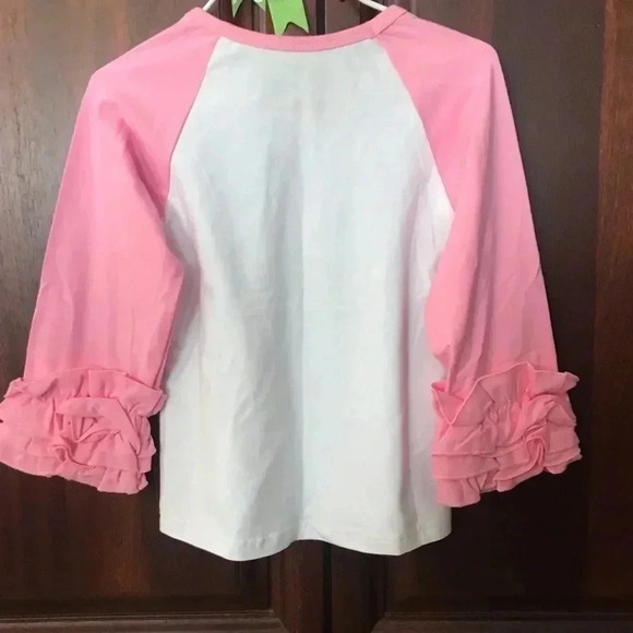 White pink T-shirt ruffle sleeves size M - Picture 4 of 5